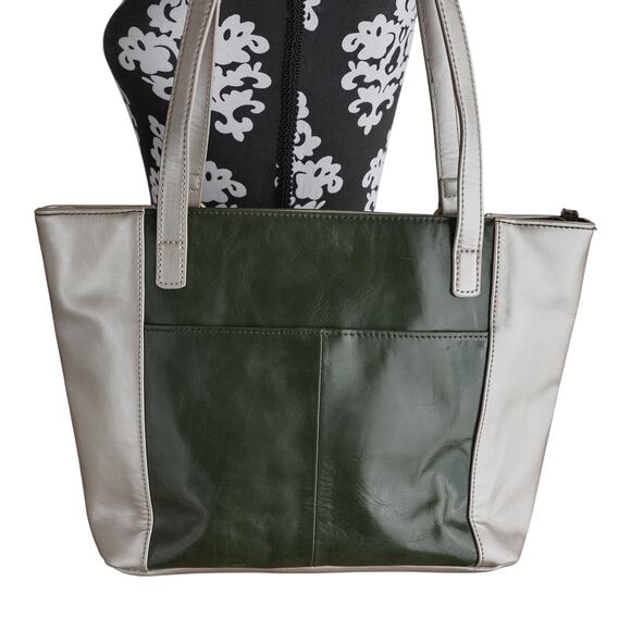 Green And Champagne Aurielle Leather Tote - 14W x 9H x 4.75D - Picture 11 of 11